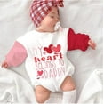 thumbnail image 2 of FEORJGP Toddlers Baby Girls Valentine's Day Romper Infant Long Sleeve Jumpsuit Crew Neck Bodysuit Heart Letter Print Contrast Color Sweatshirt Romper Loose Casual Clothes for Spring Fall, 2 of 9