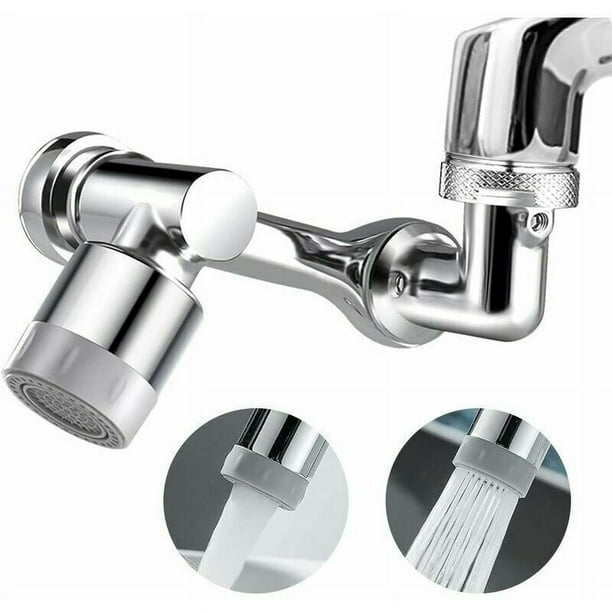 Extensor de grifo giratorio, aireador de grifo giratorio universal con brazo robótico de 1080°, altura ajustable para un uso sin esfuerzo en la cocina y el baño (modos de agua duales)