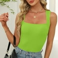 thumbnail image 3 of UPPADA Womens Square Neck Tank Top Sleeveless Ribbed Fitted Tanks Summer Basic Slim Cute Tops Casual Streetwear for Vacation Beach Club,Tank Tops for Women 2025 Loose Fit Green,S, 3 of 8