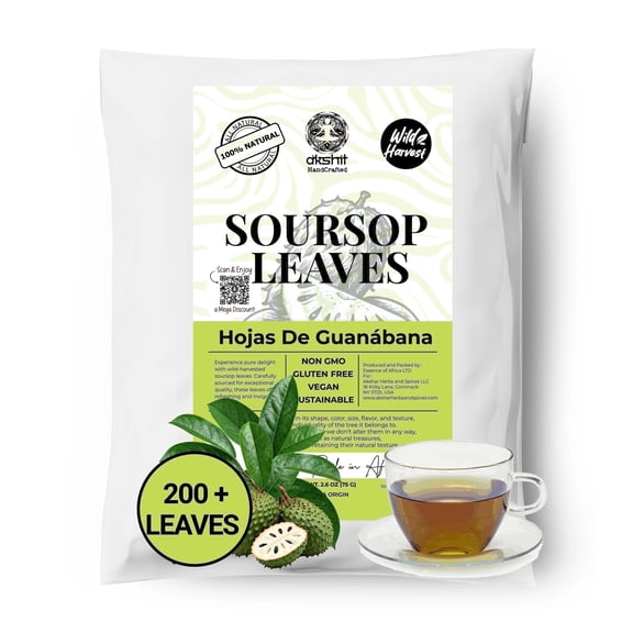 200 Whole Soursop Leaves, Dried Graviola Leaves, Hojas De Guanabana, Wellness Tea, Non-GMO-Akshit
