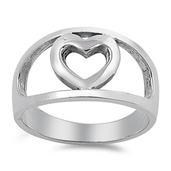 Heart Cutout Purity Promise Girlfriend Ring .925 Sterling Silver Band Jewelry Female Male Size 6
