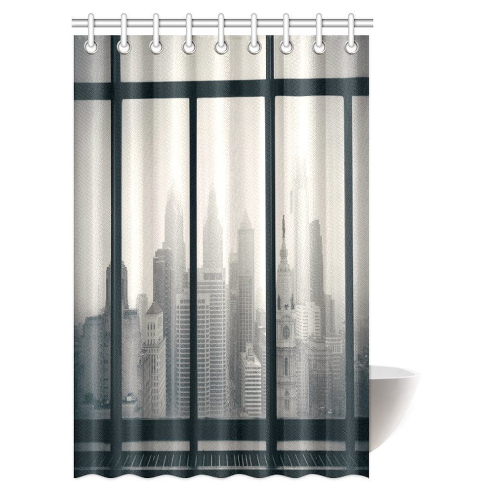MYPOP House Decor Shower Curtain, Philadelphia City Rooftop View