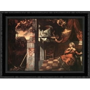 Annunciation 24x19 Black Ornate Wood Framed Canvas Art by Tintoretto, Jacopo Robusti