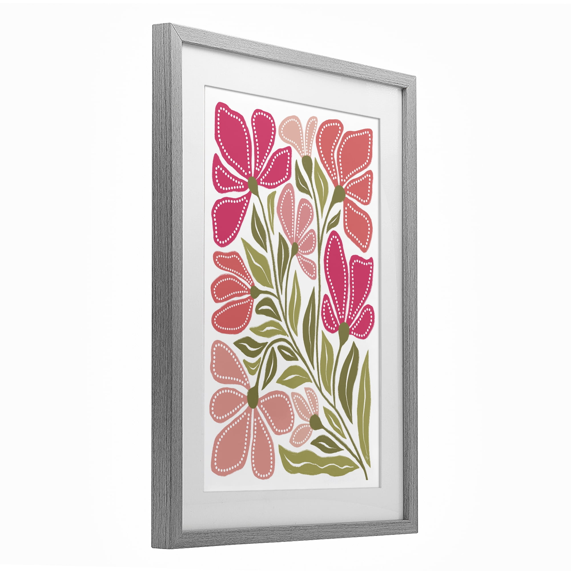 Stupell Industries Bold Midcentury Blooms Gray Framed Print Under Glass, design by Martina Pavlova