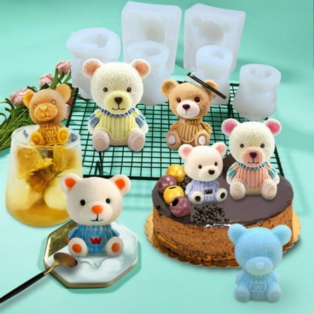 

SweetCandy Net Red Bear Ice Piece Silicone Mold 3D Frosted Ice Cubes Mold Milk Tea Coffee Ice Hockey Abrasive Aromatherapy Candle Plaster Drop Mold