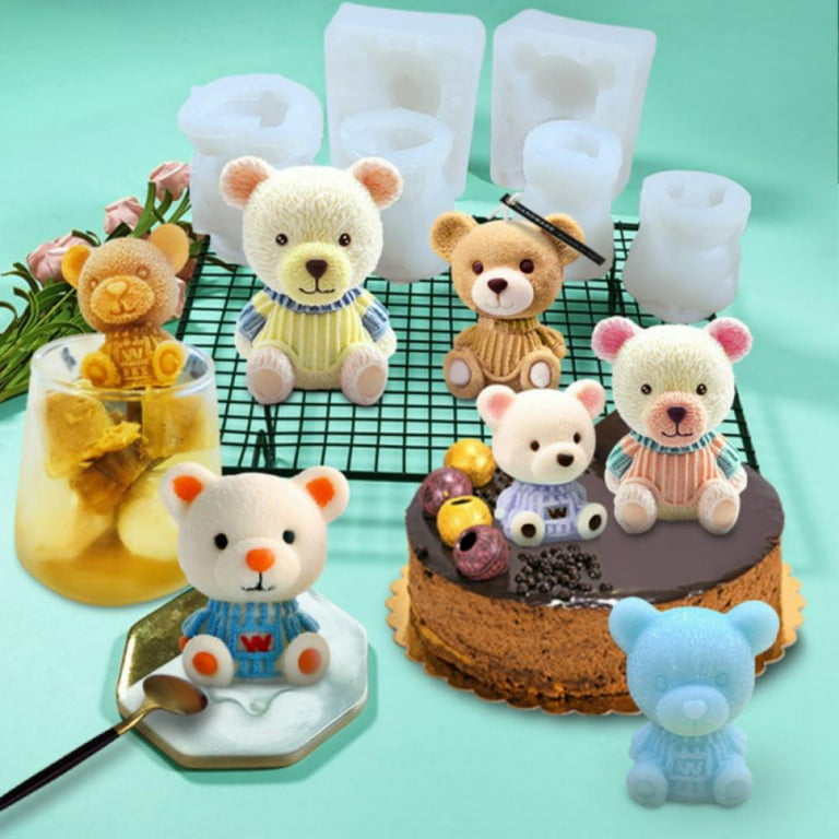 3D Teddy Bear Ice Cube Mold,Silicone Frosted Ice Cubes Mold Milk