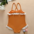 thumbnail image 2 of URMAGIC Toddler & Baby Girls Cotton One-Piece Cross Back Swimsuit Lace Ruffles Bikini Swimwear, 2 of 7