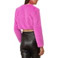thumbnail image 3 of INSPIRE CHIC Women's Collarless Long Sleeve Open Front Faux Fur Shrug Cropped Coat L Hot Pink, 3 of 6
