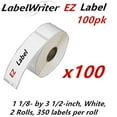thumbnail image 1 of 100 Rolls EZLabel Dymo Compatible 30252 LabelWriter Self-Adhesive White Address Labels, 1-1/8" x 3-1/2", 350 labels/roll, 1 of 1