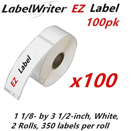 100 Rolls EZLabel Dymo Compatible 30252 LabelWriter Self-Adhesive White Address Labels, 1-1/8" x 3-1/2", 350 labels/roll