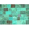 thumbnail image 1 of Ahgly Company Machine Washable Indoor Rectangle Patchwork Turquoise Blue Transitional Area Rugs, 5' x 8', 1 of 4