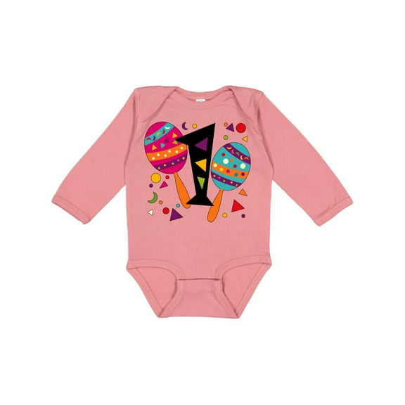 Inktastic First Birthday Cinco de Mayo- Maracas Boys or Girls Long Sleeve Baby Bodysuit