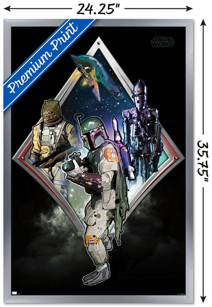 Star Wars: Original Trilogy - Bounty Hunters Badge Wall Poster, 22.375" x 34", Framed