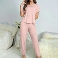 thumbnail image 2 of cfhntfmh Pajama Sets for Women Soft Short Sleeve Crewneck Tunic Tops Lounge Comfy Jogger Pants Sleepwear Pjs Sets, 2 of 7