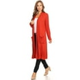 thumbnail image 2 of MOA COLLECTION Women's Solid Casual Loose Fit Long Sleeve Pocket Open Front Duster Cardigan, 2 of 5