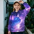 thumbnail image 2 of Uorisanigo Girls Oversized Sweatshirts Half Zip Pullover Sweatshirt Drop Shoulder Purple Galaxy Cat Long Sleeve Pullover Top Fall Fashion Outfits Clothes Quarter-Zip Jacket Shirts Top, 2 of 7