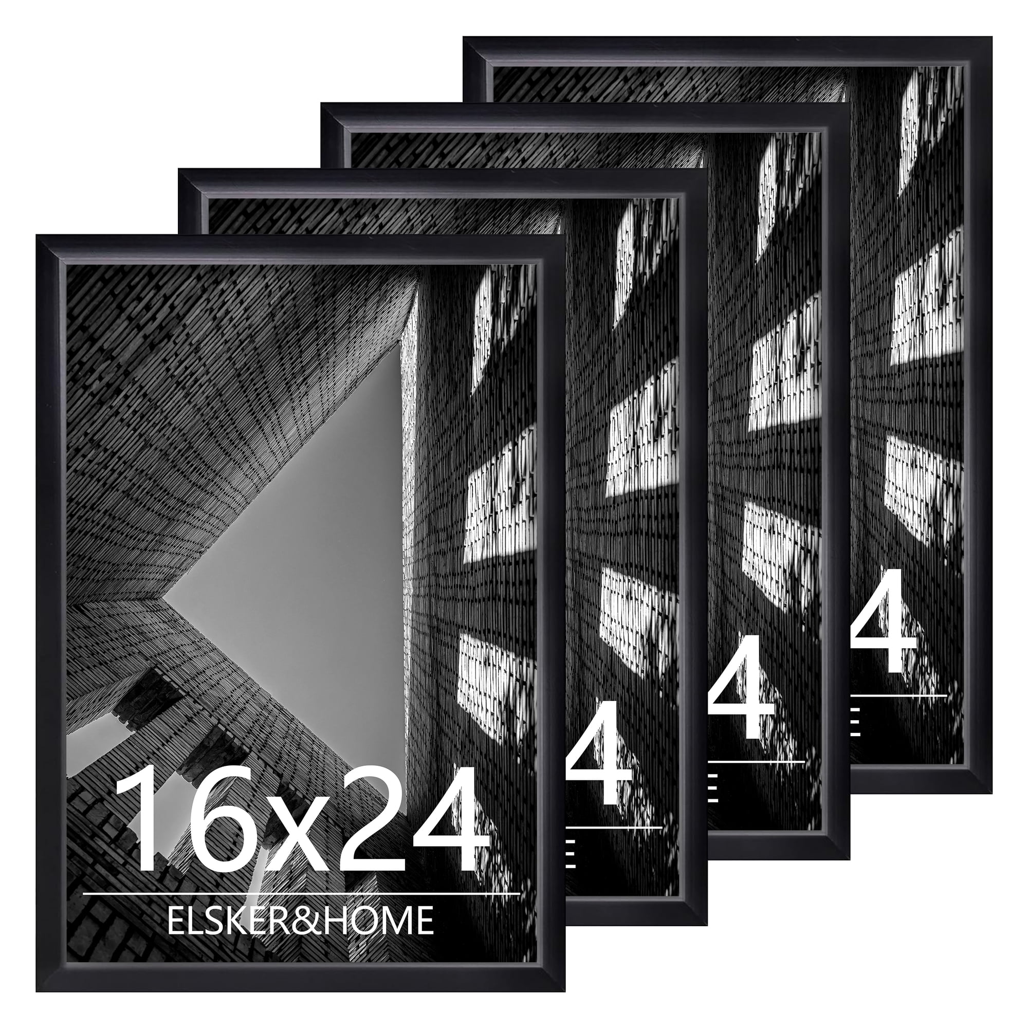 ELSKER&HOME 16 x 24 Poster Frame 4 Pack, Black Picture Frame for Horizontal or Vertical Wall Mounting, Multi-Purpose Home Office Decor for 16x24 Photos