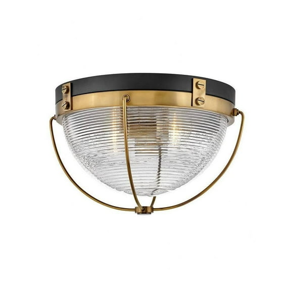 2 Light Medium Flush Mount in Coastal-Industrial Style 16 inches Wide By 9.5 inches High-Heritage Brass Finish Bailey Street Home 81-Bel-4442167