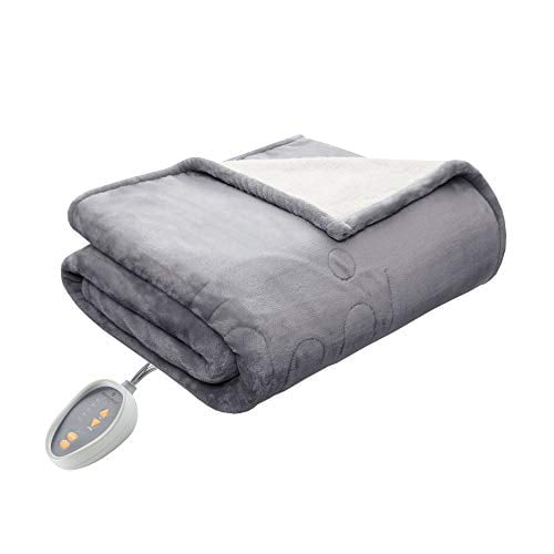 Woolrich Elect Electric Blanket with 20 Heat Level Setting Controller Twin: 62x84" Grey