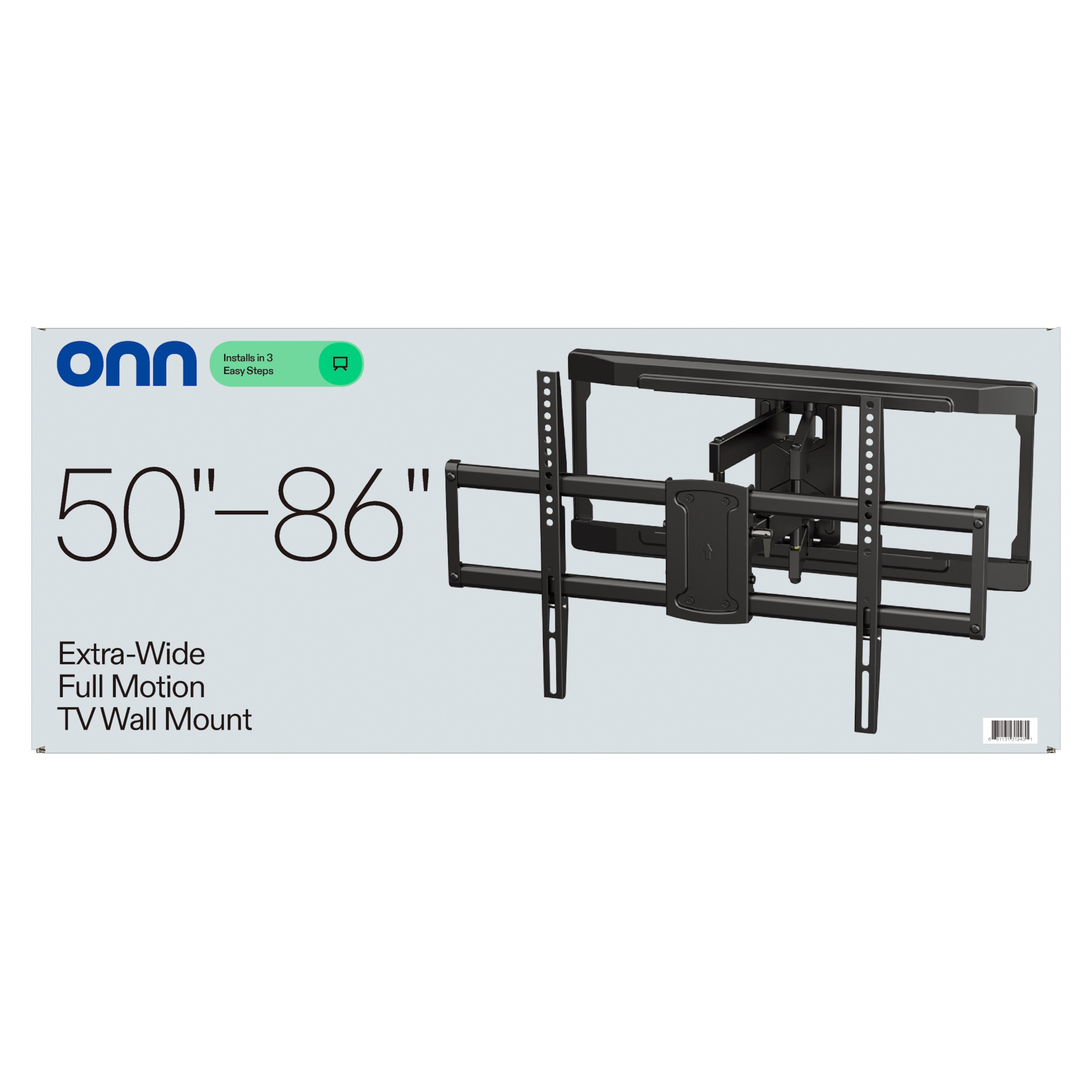 onn Full Motion TV Wall Mount for 50" to 86" TVs, UL Listed, swivel ±45°, up to +15/-15°Tilting