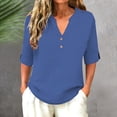 thumbnail image 5 of Linen Shirts for Women T-Shirts for Women Tee Shirts Womens Loose Fitting Tops Boho Tops Plus Size Tops Plus Size Summer Outfits Cotton Linen Tops Trendy Tee Shirts Gauze Blouses Blue L, 5 of 8
