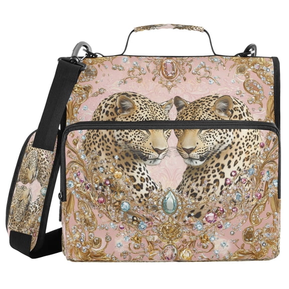 YAZAOO Zipper Binder trapper keeper Documents Organized Design Leopards with Jewelry Printed