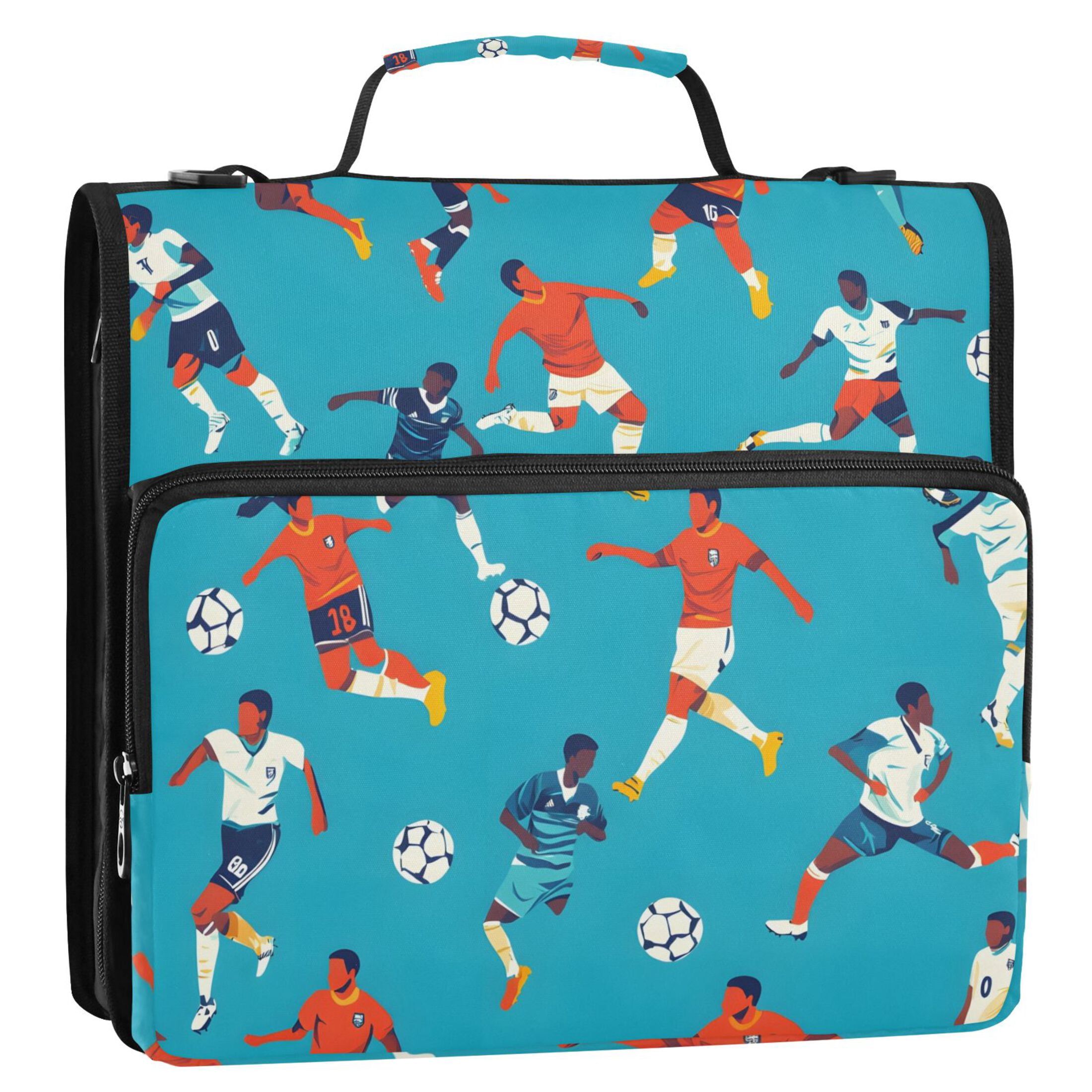 ALAZA Zipper Binder Play Soccer Football 3 Ring Trapper Keeper File Folder Organizer Bag