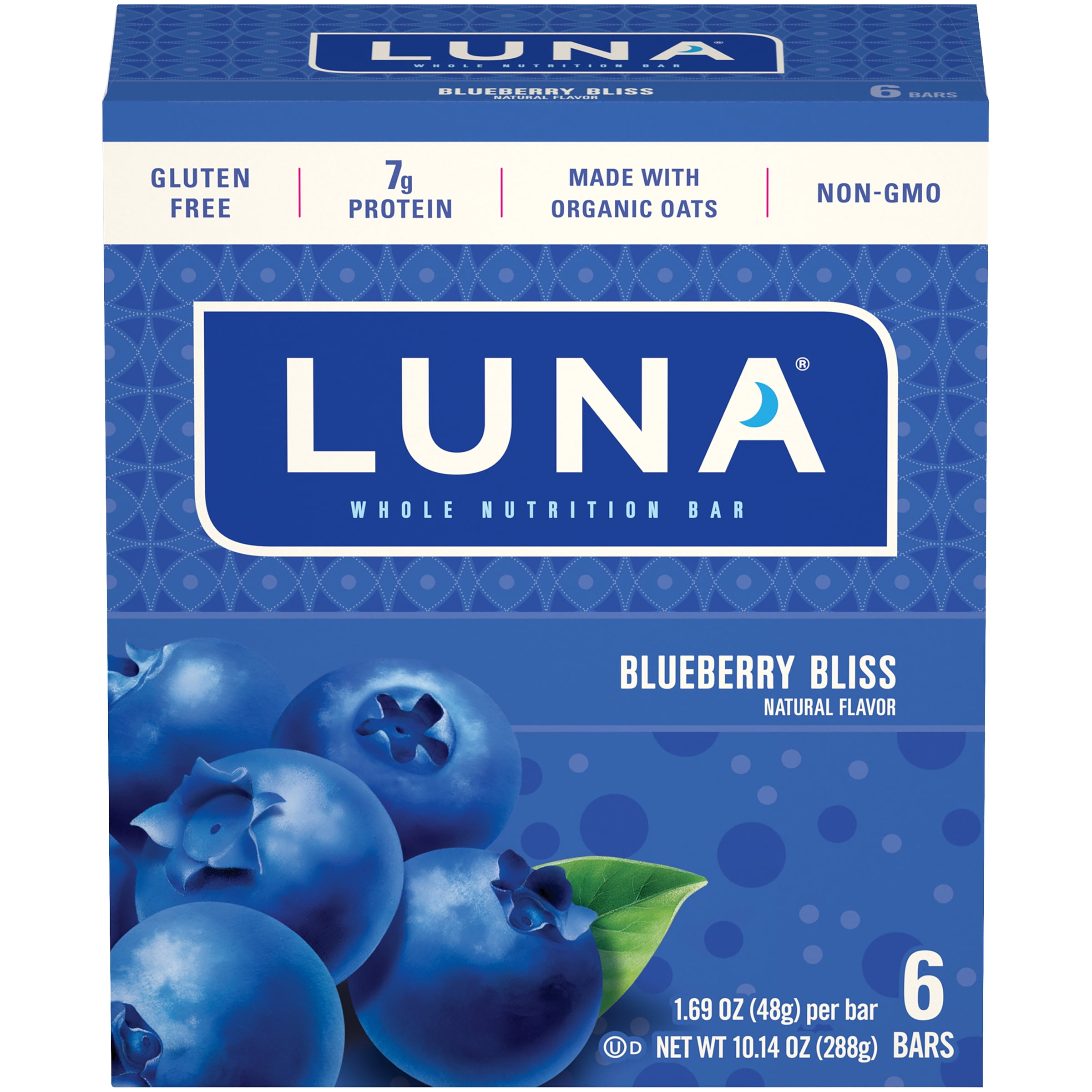 Luna Bar Snack Bars, Gluten Free, Blueberry Bliss Flavor, 6 Ct, 1.69 oz
