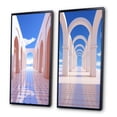 thumbnail image 3 of Designart "Futuristic Architecture Infinite Geometry VI" Modern Geometric Framed Wall Art Set Of 2 - Modern Blue Framed Canvas Set For Living Room Decor, 3 of 6