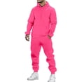 thumbnail image 2 of Conairie Men Sweatsuits 2 Piece Set Casual Solid Color Hoodies Sweatshirt And Joggers Sweatpants Set Street Fall Sport Suit Sets Clothes Outfits Hot Pink XXXL, 2 of 4