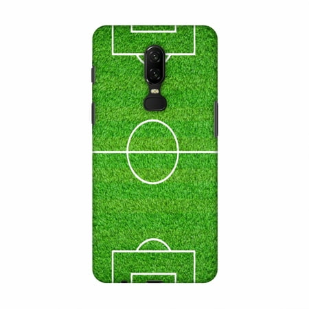 OnePlus 6 Case - Football - Love Football - Soccer Ground, Hard Plastic Back Cover, Slim Profile Cute Printed Designer Snap on Case with Screen Cleaning