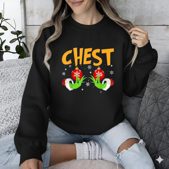 Matching Chestnuts Christmas Snow Couples Humor Holiday Sweatshirt, up to size 5XL