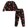 thumbnail image 5 of Yuyamidu Christmas Pajamas Set of 2 Poinsettia Sleepwear Pjs Womens Long Sleeve Pj Tops Long Pants Candy Canes Sleep Jogger Night Clothes Xmas Nightwear Size XL, 5 of 7