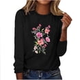 thumbnail image 1 of Blouses pour Femmes Décontractées, Blouses à Manches Longues pour Femmes, Mode Femmes Décontractées Manches Longues Imprimées Col Rond T-Shirt Ample Blouse, Blouses Femmes Manches 3/4, Blouses Manches 3/4 pour Femmes, 1 of 4