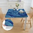 thumbnail image 2 of Acheng Wave Pattern Blue Swirl Generative Art Square Table Cloth 100% Polyester Fiber 36*36, 2 of 8