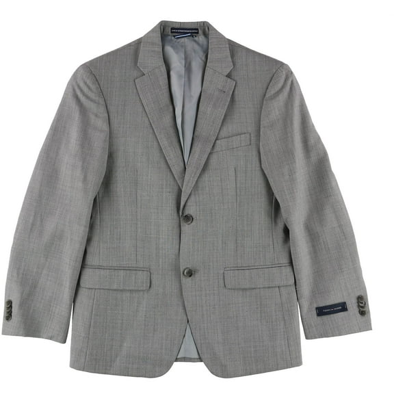 Tommy Hilfiger Mens Sharkskin Two Button Blazer Jacket, Grey, 36 Short
