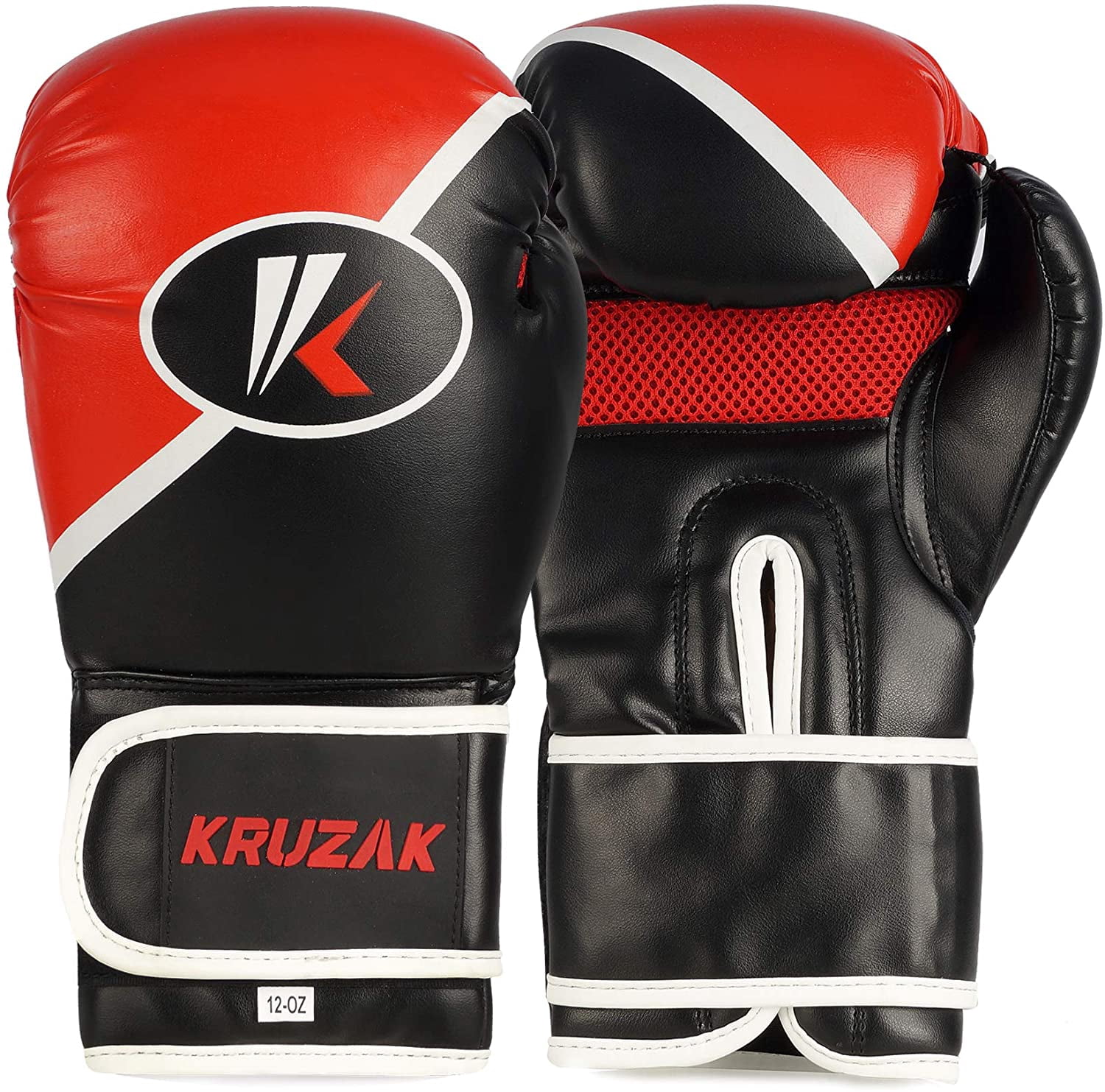 Kruzak Two-Tone Focus Mitts and Boxing Gloves Set for Kickboxing and Muay Thai MMA Training| Focus Pads + Training Gloves | Fitness Kit for Martial Arts and Karate (Black/Red, 12 oz)