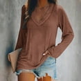 thumbnail image 2 of Diufon Womens Pullover Tops Casual Loose Solid Color Blouses V Neck Long Sleeve Breathable Tops, 2 of 4