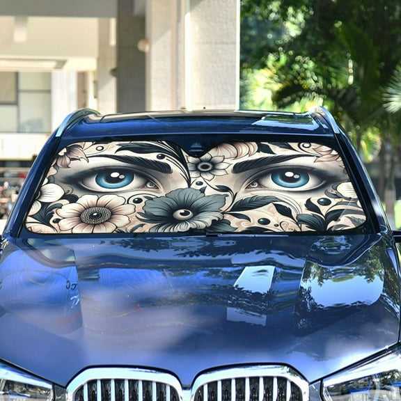 Flowers and Eyes Automotive Front Car Windshield Sun Shade Reflector Foldable for Front Fit for Cars Truck SUVs