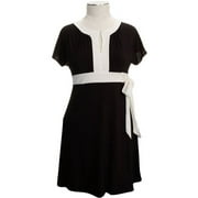 Women's Plus Contrast-Band Keyhole Jersey Dress
