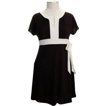 Women's Plus Contrast-Band Keyhole Jersey Dress
