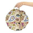 thumbnail image 2 of Abstract Round Floor Cushion with Handle, Pattern of Paisley Inspired Motifs Botanical Items Leaves Polka Dots, Pillow for Living Room & Dorms, 18" Round, Pale Camel Multicolor, by Ambesonne, 2 of 4