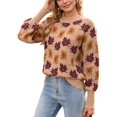 thumbnail image 2 of Women'S Fall Leaf Trendy Jacquard Sweater Casual Knitted Soft Cozy Pullover Sweaters Khaki S, 2 of 7