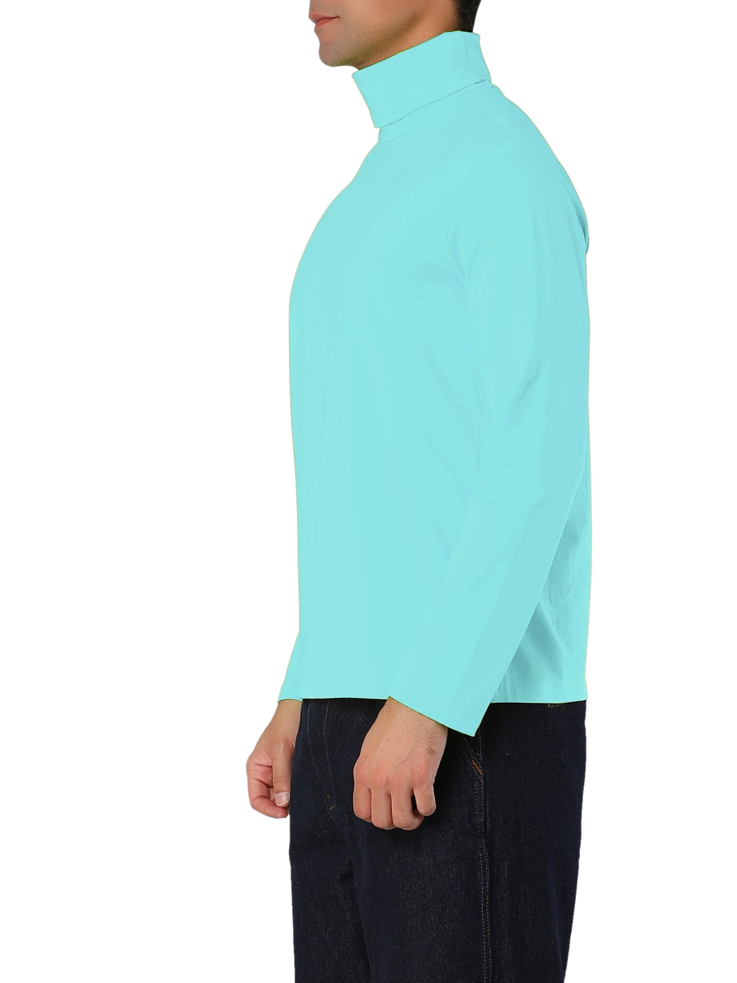 Unique Bargains Men's Pullover Lightweight Long Sleeve Top Turtleneck T-Shirt 50 Mint