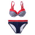 thumbnail image 4 of SAYFUT Classic Women's Stripe Bikini Set Push Up Padded Swimsuit Plus Size Two Piece Straps Bathing Suits Pink/Yellow/Red/Orange, 4 of 5