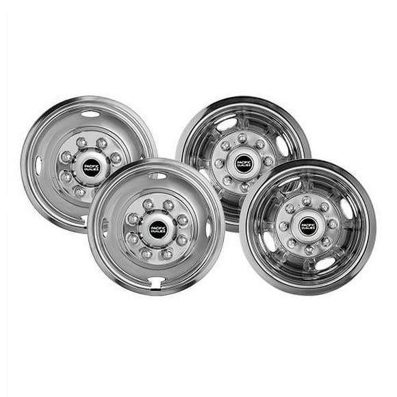 Pacific Dualies Wheel Simulator 49-1608 Stainless Steel; Snap-On; Does Not Fit Aluminum Wheels; Set Of 4