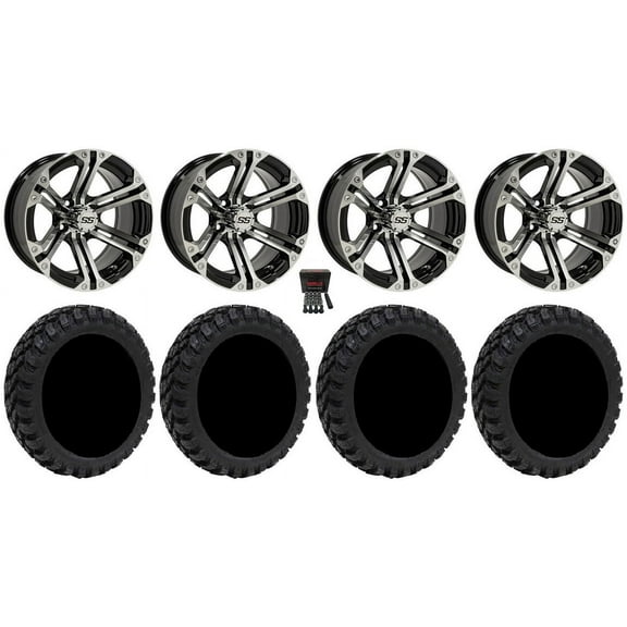 GTW Specter 14" Golf Cart Wheels Machined 20" Nomad Tires E-Z-GO & Club Car