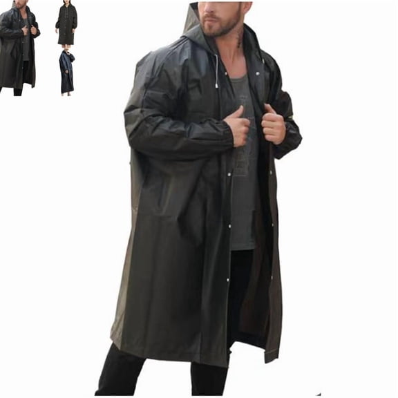 Unisex Adult Long Hooded Raincoat Thick Waterproof Outdoor Travel Windproof Rain Poncho for Daily Commute Cycling Fishing Use
