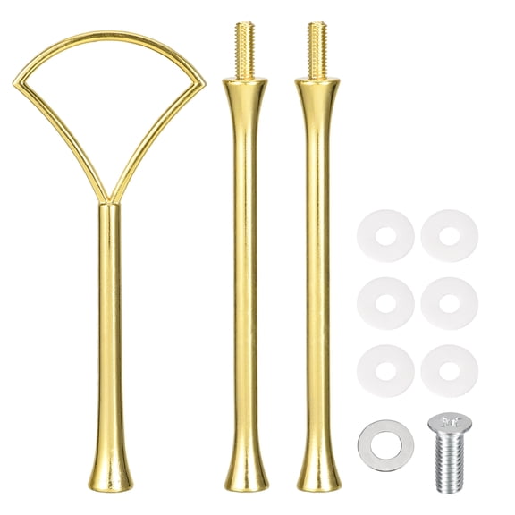 Uxcell 2 Sets Cake Tray Stand Handle Plate Hardware Fitting 3-Tiers Fan Gold