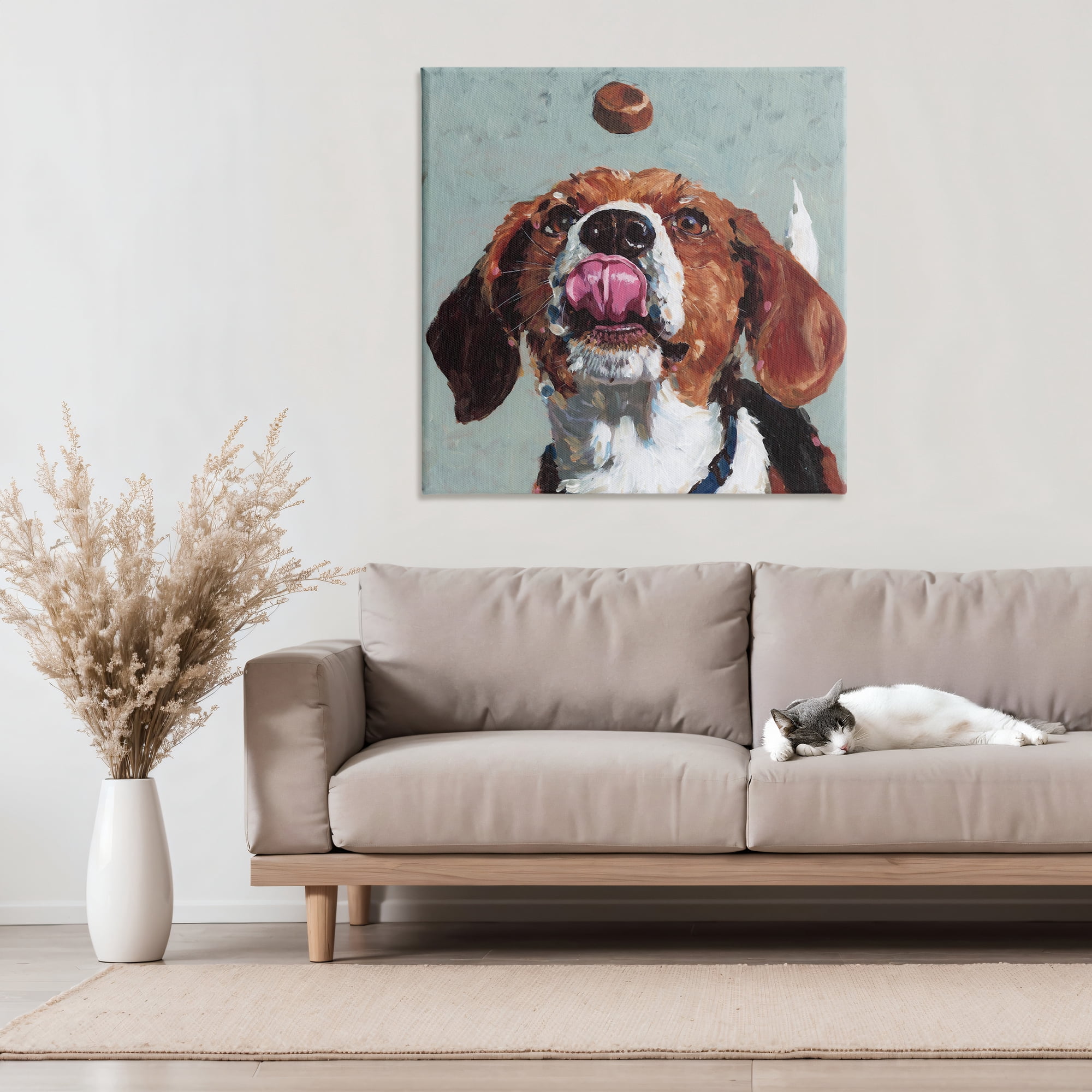 Stupell Industries Beagle Treat Excitement Canvas Wall Art, design by Studio Bautista